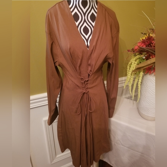 NEW Exlura Woman's Long Sleeve Elegant High Waist V-Neck Lace Up Drawstring - Picture 5 of 9